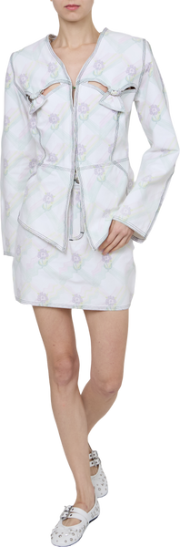 WHITE FLORAL CHECKS JACKET