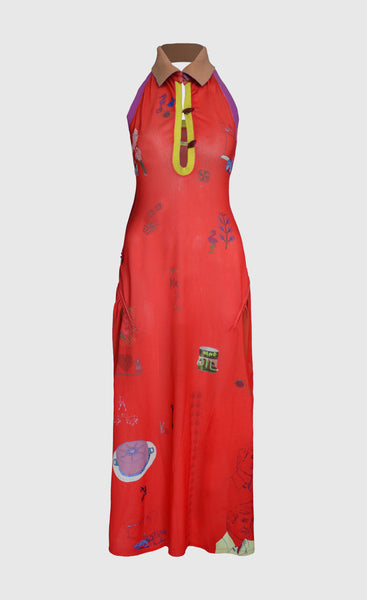 MAQLOUBA HALTER DRESS ORANGE